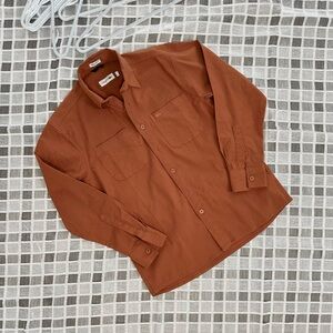 Lacoste Brown Casual Button Down Shirt with Textured Finish